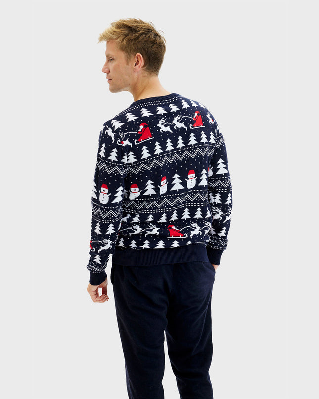 Pull de Noël bleu marine élégant pour homme