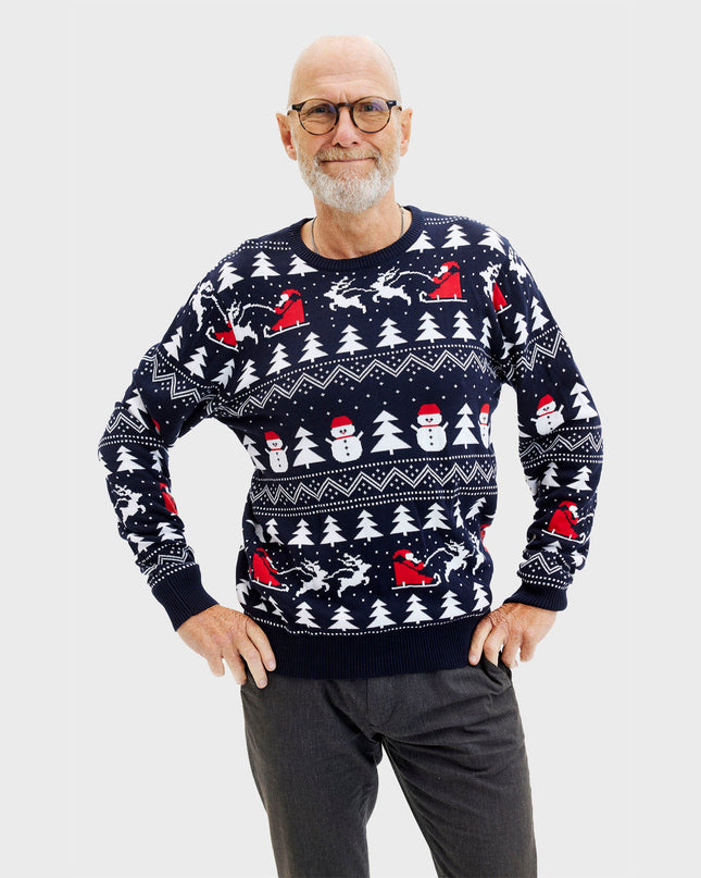 Pull de Noël bleu marine élégant pour homme