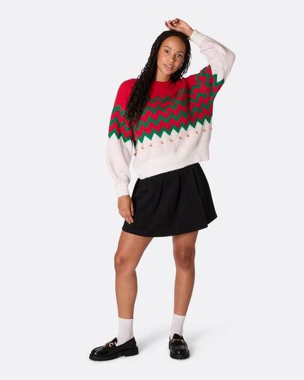 Pull de Noël oversize à clochettes pour femme