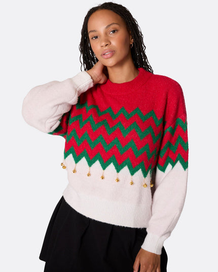 Pull de Noël oversize à clochettes pour femme
