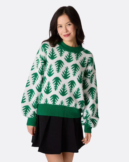 Pull de Noël oversize pour femme avec sapins de Noël