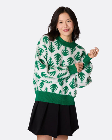 Pull de Noël oversize pour femme avec sapins de Noël