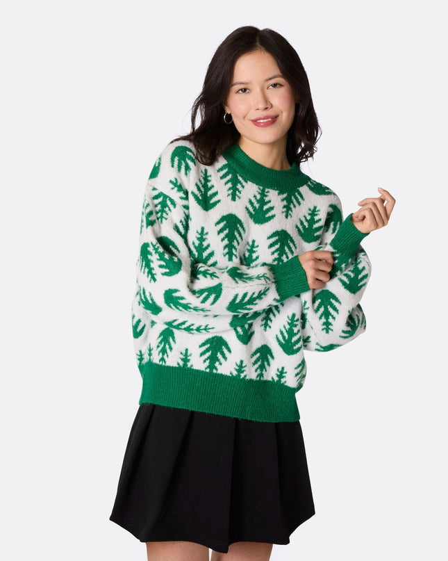 Pull de Noël oversize pour femme avec sapins de Noël