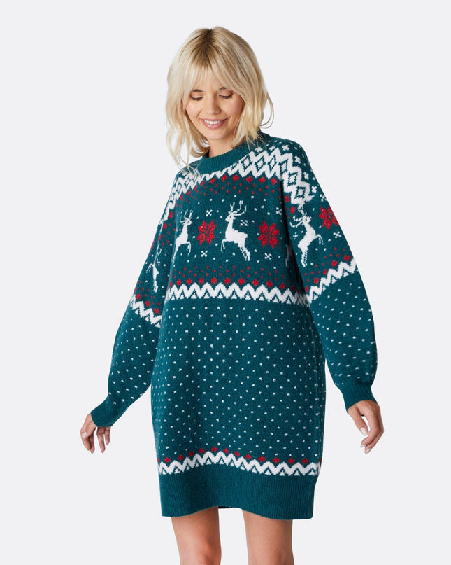 Robe de Noël verte oversize pour femme