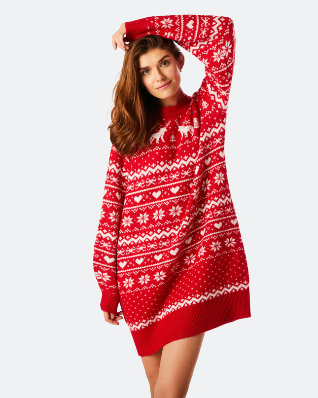 Robe de Noël rouge oversize pour femme