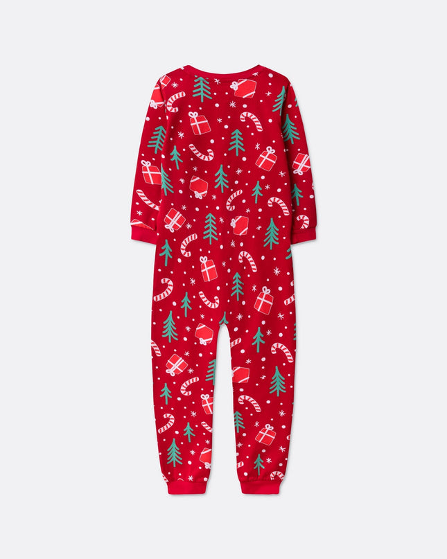Salopette pyjama rouge à motifs de Noël pour enfants