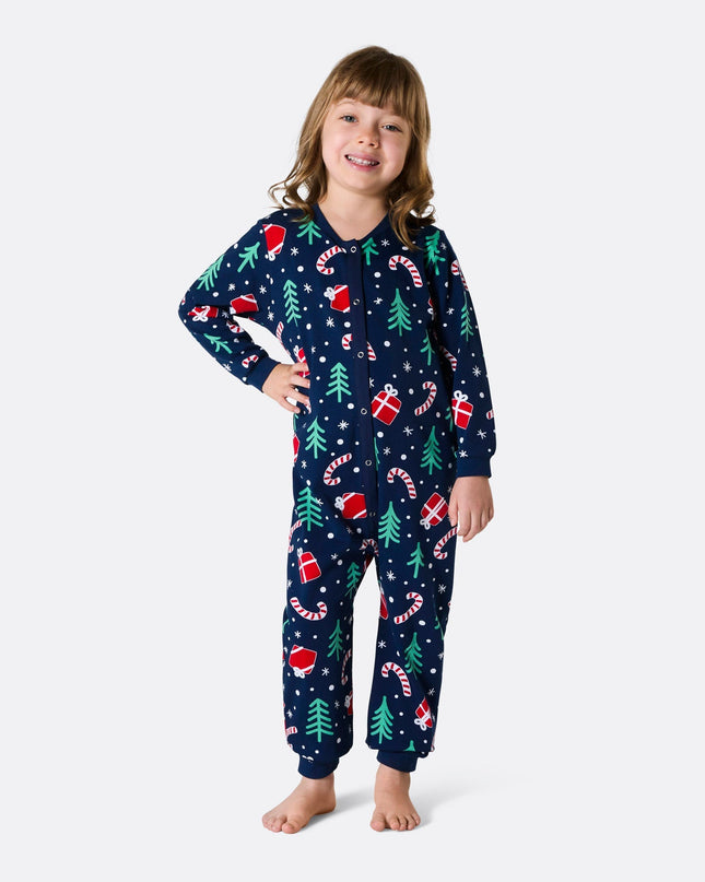 Salopette pyjama de Noël bleue pour enfants