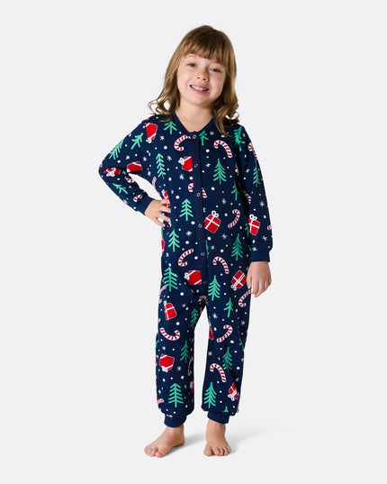 Salopette bleue de Noël pour enfants | Adorable pyjama de Noël
