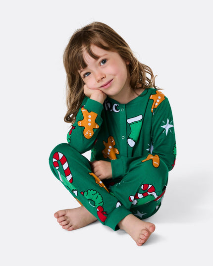 Salopette verte Hohoho pour enfants - Pyjama de Noël
