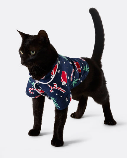 Pyjamas de Noël à motifs bleus pour chats