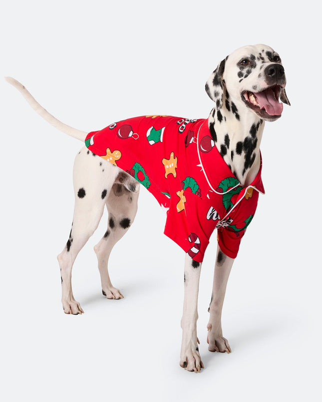 Pyjamas de Noël rouges pour chiens | Vêtements de nuit festifs pour animaux de compagnie