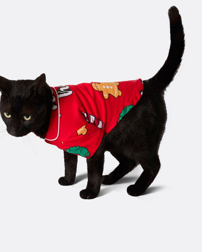 Pyjamas de Noël rouges « Hohoho » pour chats | Pyjamas de fêtes ludiques