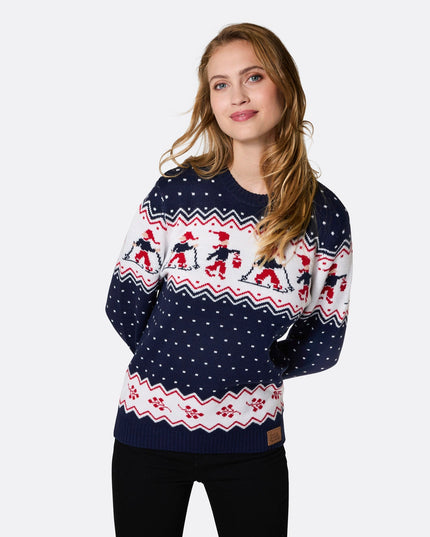Pull de Noël pour femme avec motif paysage de Noël