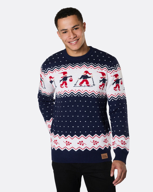 Pull de Noël pour homme, motif paysage de Noël, pour célébrer les fêtes