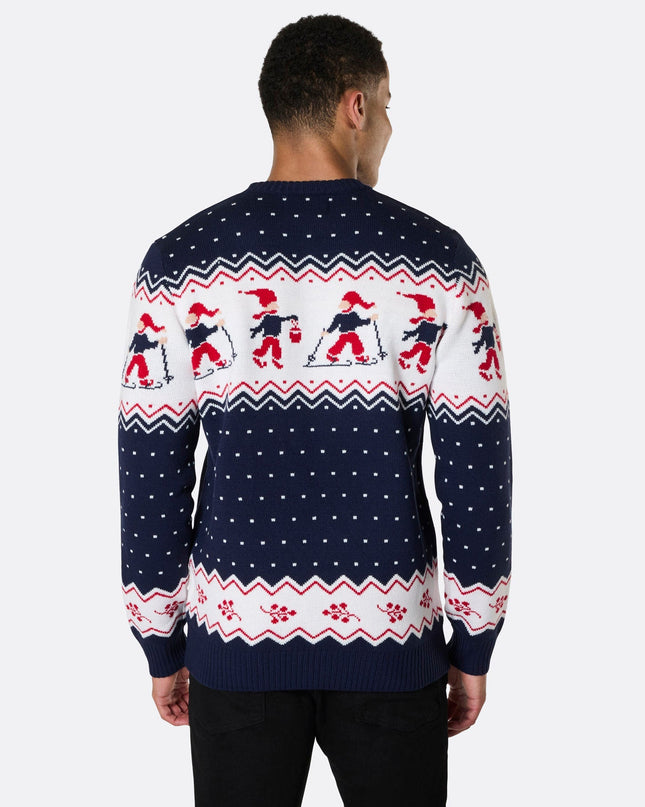 Pull de Noël pour homme, motif paysage de Noël, pour célébrer les fêtes