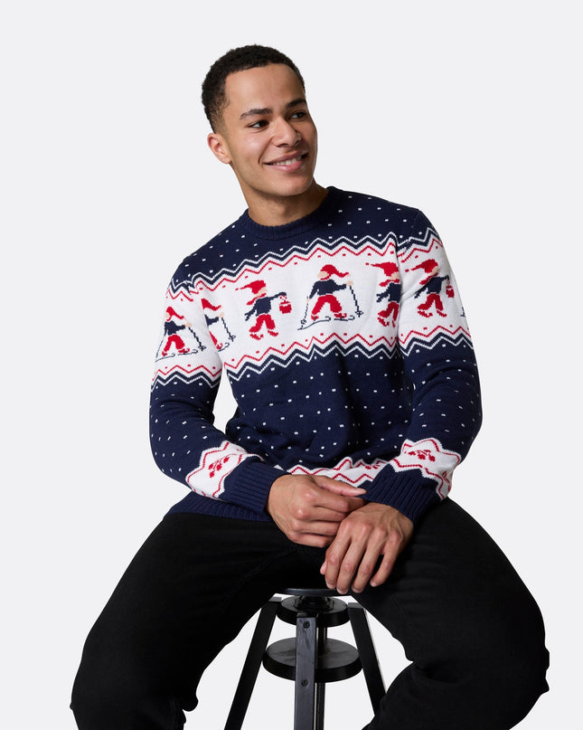 Pull de Noël pour homme, motif paysage de Noël, pour célébrer les fêtes