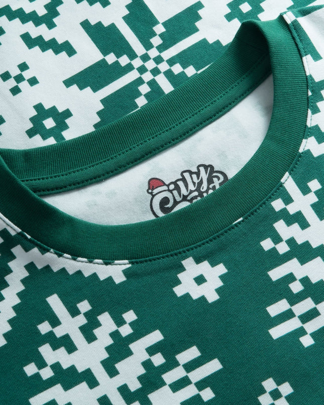 Pyjama de Noël vert en maille pour enfants | Vêtements de nuit confortables pour les fêtes