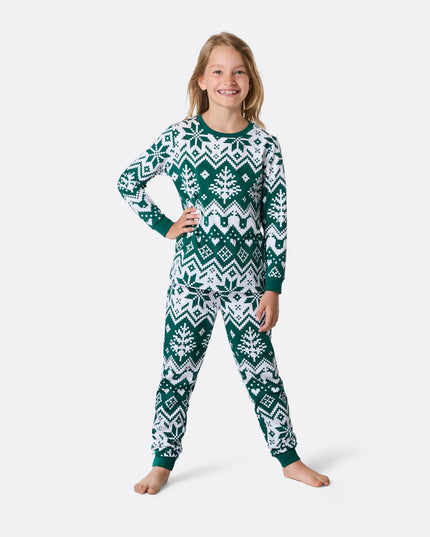 Pyjamas de Noël verts en tricot pour enfants