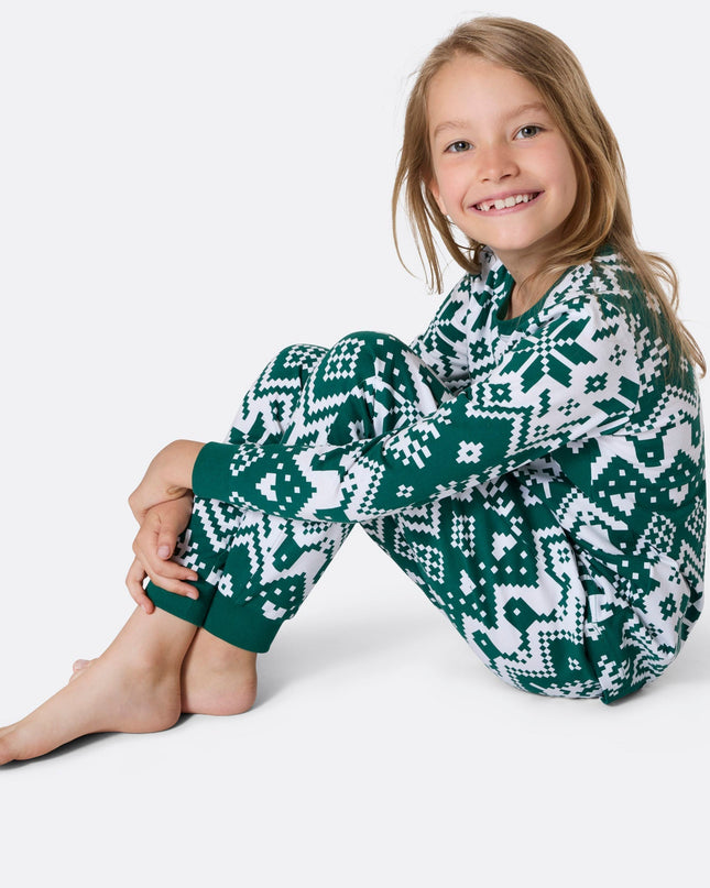 Pyjamas de Noël verts en tricot pour enfants
