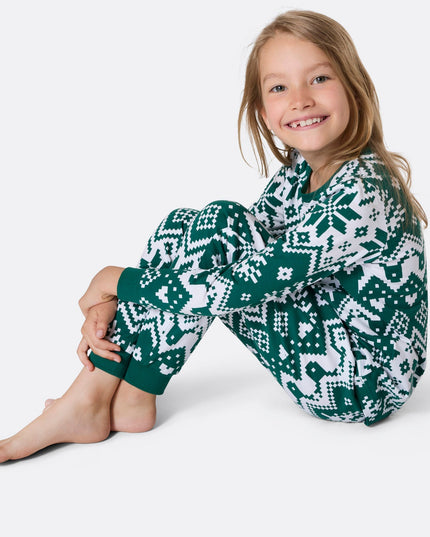 Pyjama de Noël vert en maille pour enfants | Vêtements de nuit confortables pour les fêtes