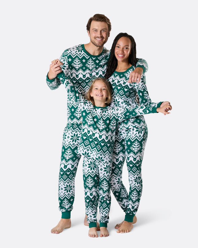 Pyjama de Noël vert en maille pour enfants | Vêtements de nuit confortables pour les fêtes