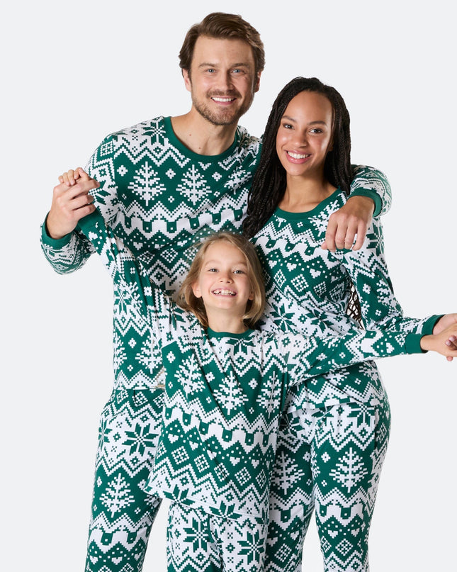 Pyjamas de Noël verts tricotés pour toute la famille