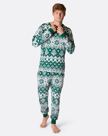 Pyjama de Noël vert en maille pour homme