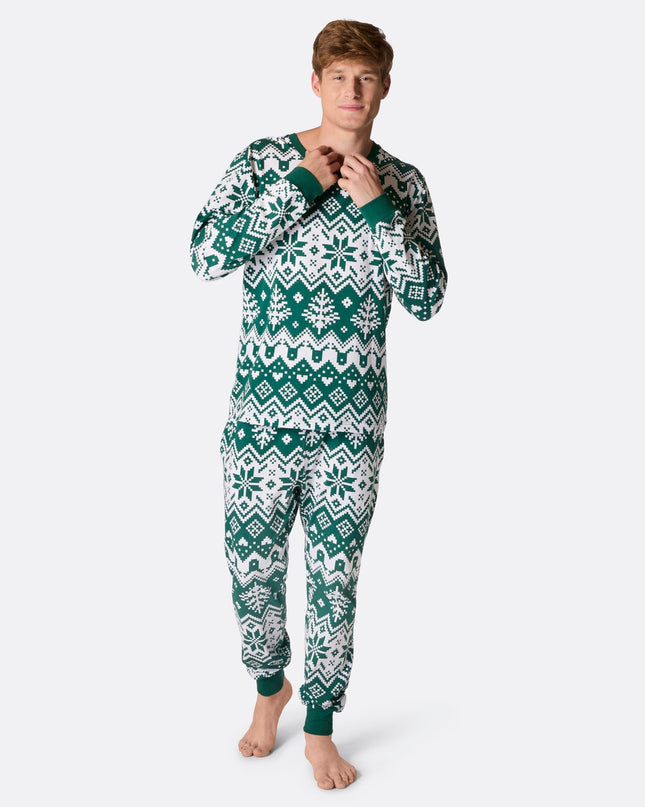 Pyjama de Noël vert en maille pour homme