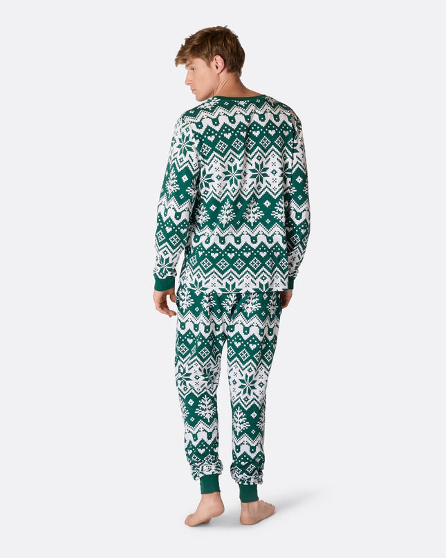Men's Green Christmas Knit Pyjamas for Festive Comfort