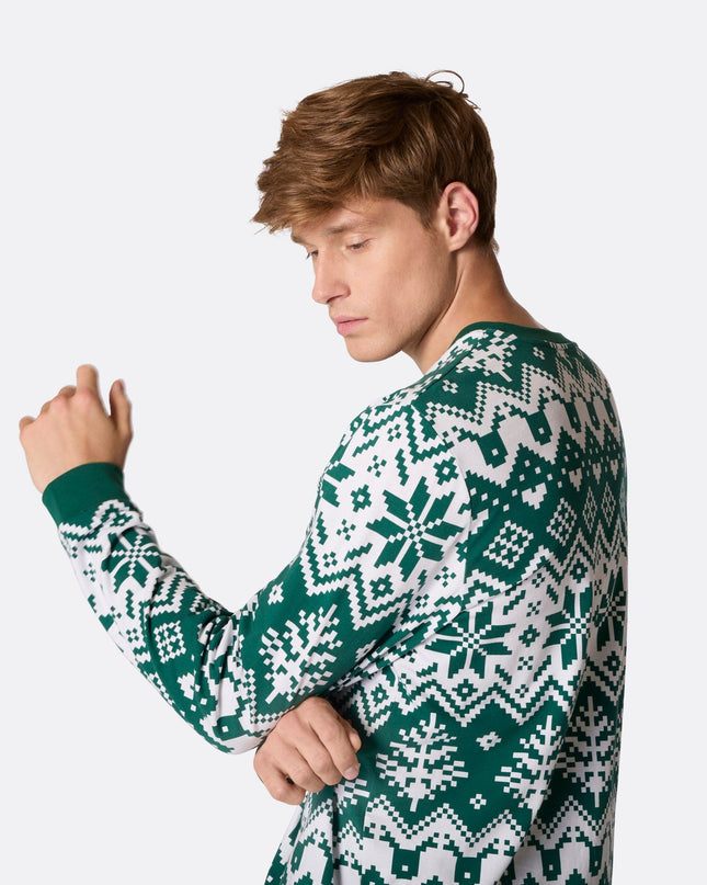 Pyjama de Noël vert en maille pour homme, pour un confort festif