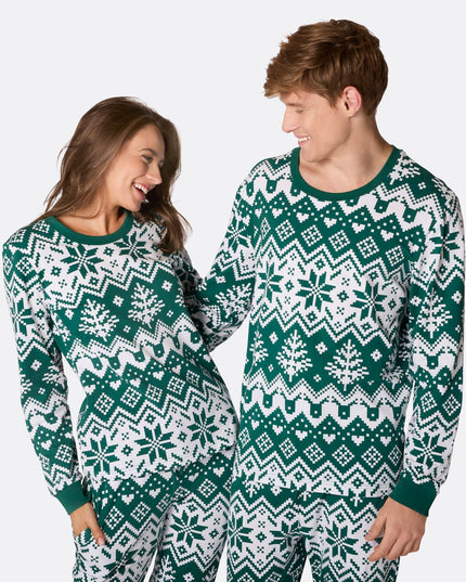 Pyjama de Noël vert en maille pour homme, pour un confort festif