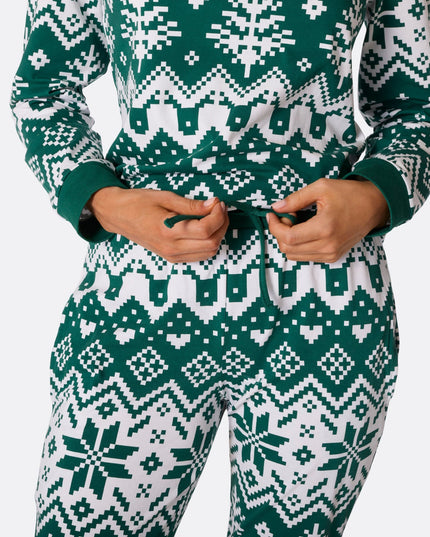 Pyjama de Noël vert en maille pour femme
