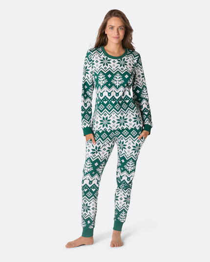 Pyjama de Noël vert en maille pour femme