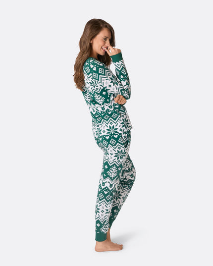 Pyjama de Noël vert en maille pour femme