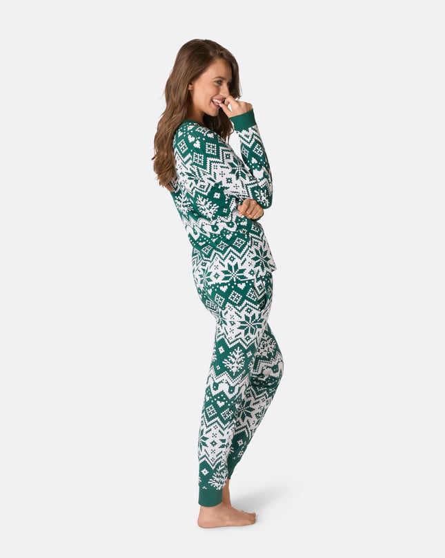 Pyjama de Noël vert en maille pour femme