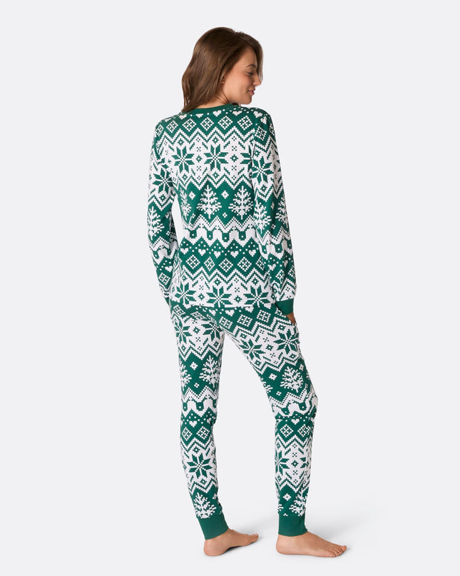 Pyjama de Noël vert en maille pour femme
