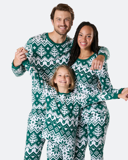 Pyjamas familiaux verts en tricot pour Noël | Vêtements de nuit confortables pour les fêtes