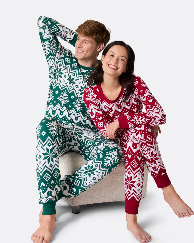Pyjama de Noël vert en maille pour homme