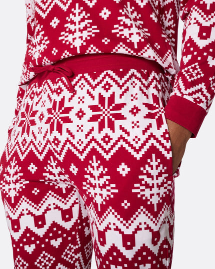 Pyjama de Noël rouge en maille pour femme