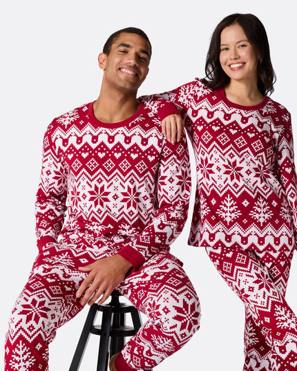 Pyjamas de Noël rouges tricotés pour toute la famille
