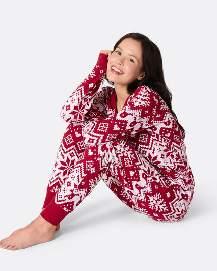 Pyjamas de Noël rouges tricotés pour toute la famille
