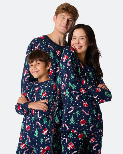 Pyjamas de Noël à motifs bleus pour toute la famille