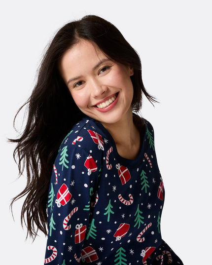 Women's Blue Christmas Pattern Pyjamas