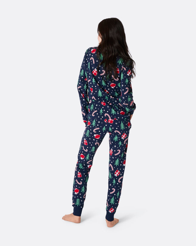 Pyjama de Noël bleu à motifs pour femmes