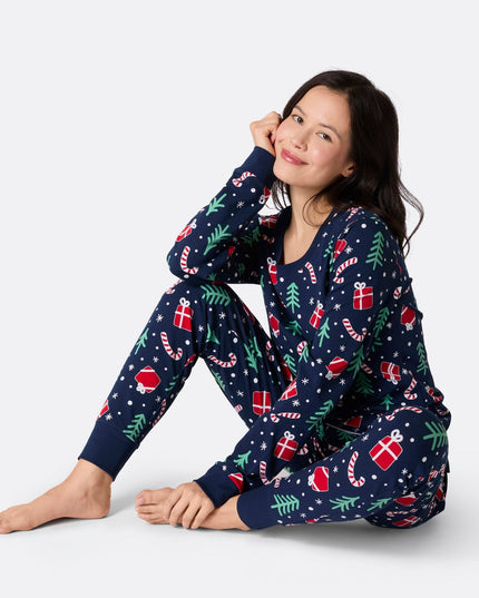 Pyjamas de Noël à motifs bleus pour toute la famille