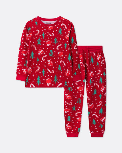 Pyjamas de Noël à motifs rouges pour toute la famille