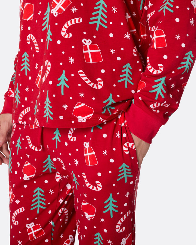 Men's Red Christmas Pattern Pyjamas
