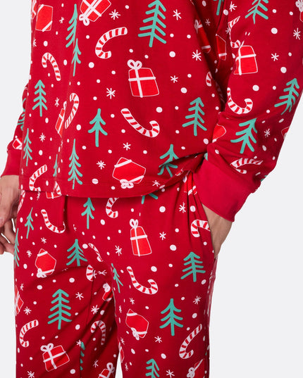 Pyjama rouge à motifs de Noël pour homme