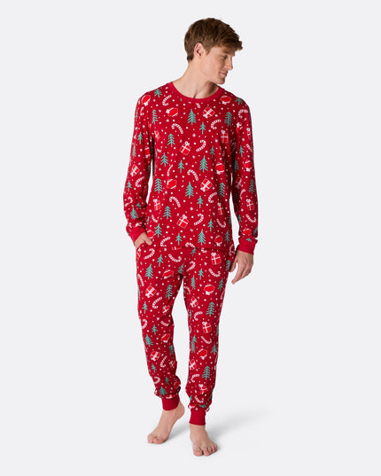 Men's Red Christmas Pattern Pyjamas