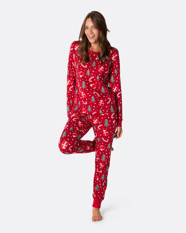 Pyjama de Noël rouge à motifs pour femmes